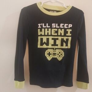 Kids' Black & Lime 'I'll Sleep When I Win' Long Sleeve Pajama Top